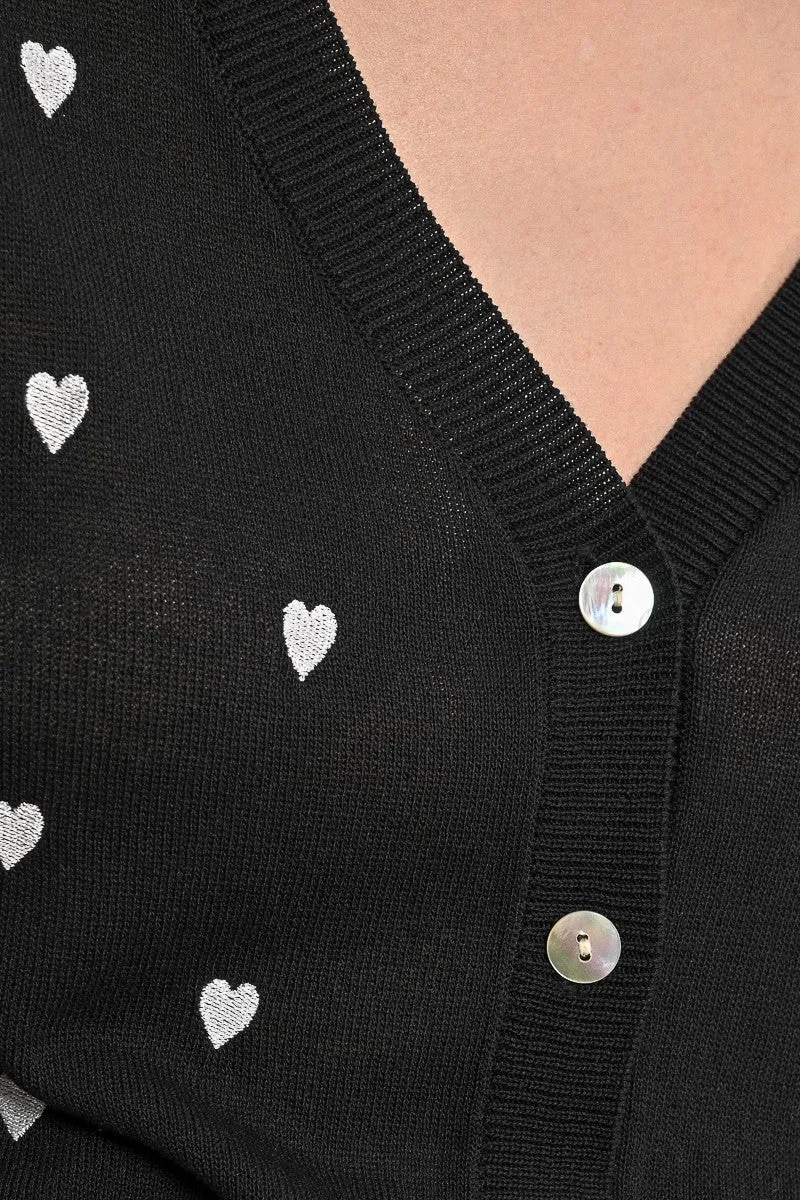 Crop cardigan, heart pattern