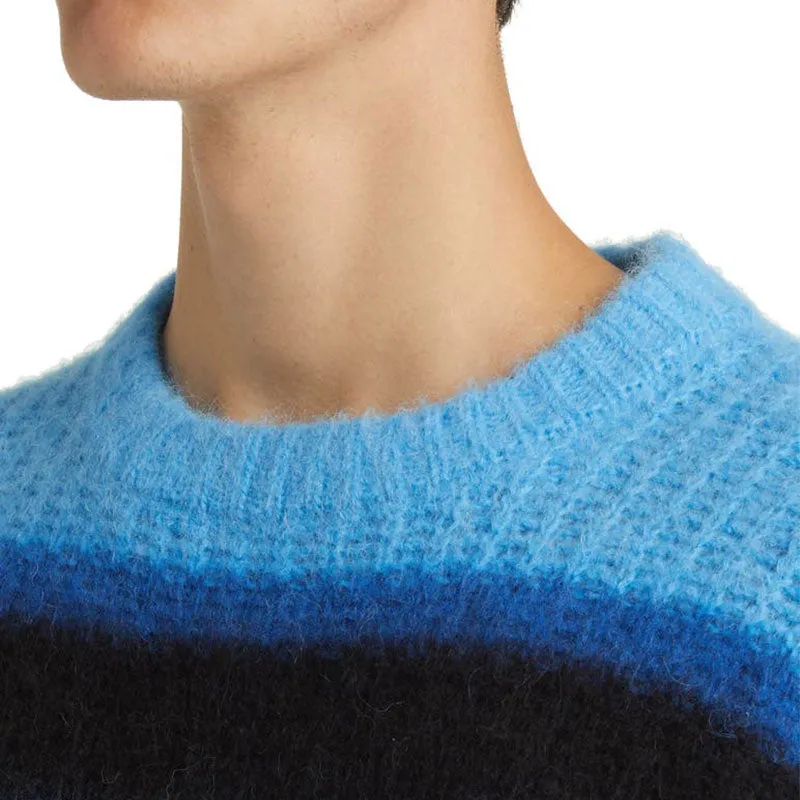 Custom Striped Mohair Knit Crew Neck Pullover Sweater - OEM/ODM Manufacturer