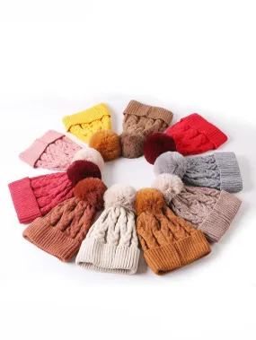 Cute Baby Toddler Kids Single Pompon Cable Knit Beanie Hat