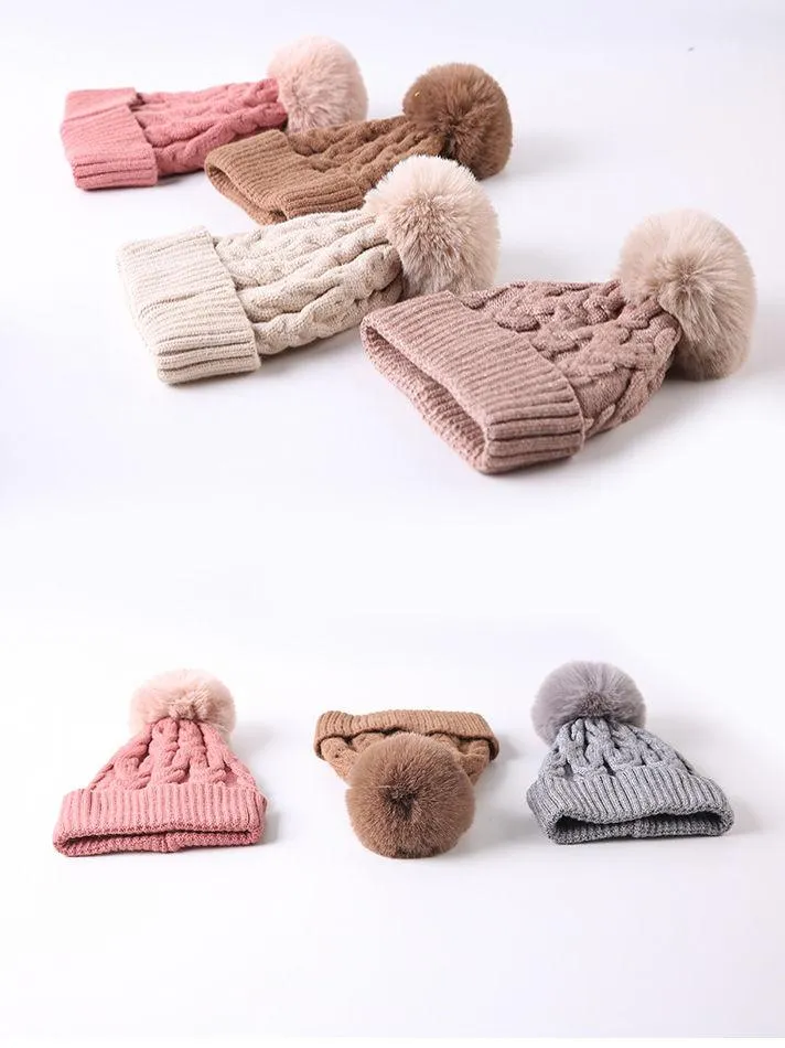 Cute Baby Toddler Kids Single Pompon Cable Knit Beanie Hat