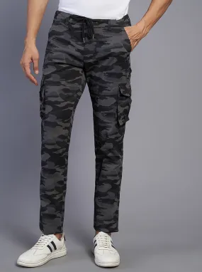 Dark Grey Printed Slim Fit Cargo Pant | JadeBlue