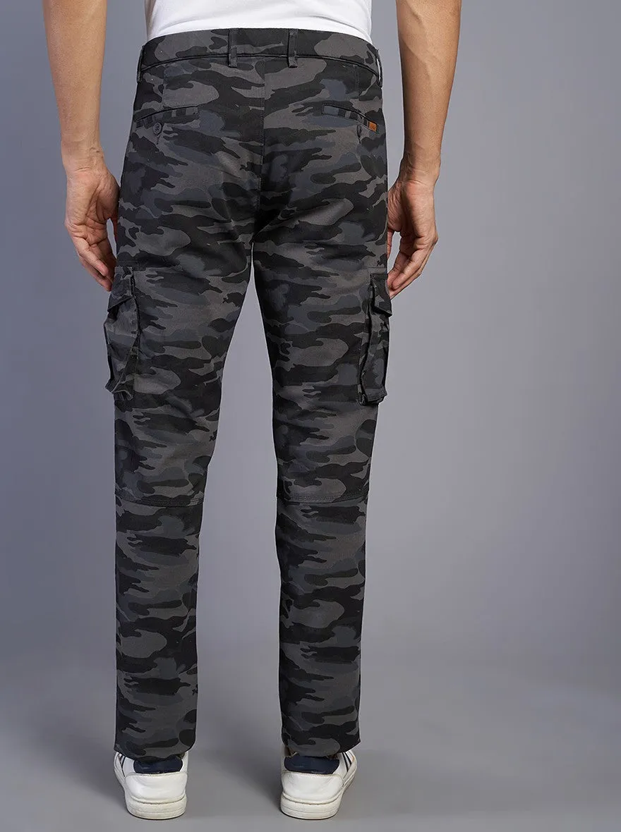 Dark Grey Printed Slim Fit Cargo Pant | JadeBlue