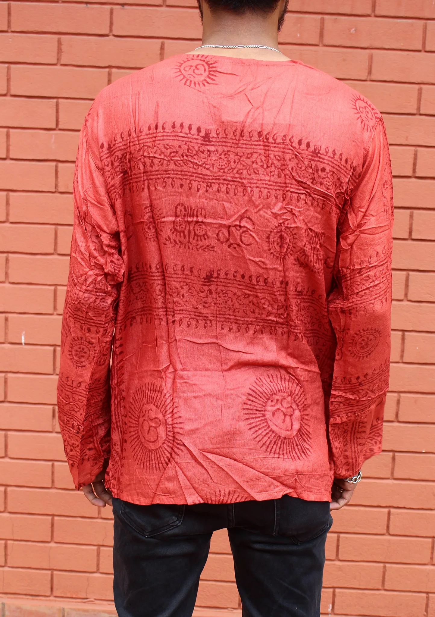 Dark Orange Cotton Om Prayer Shirt/ Yoga shirt