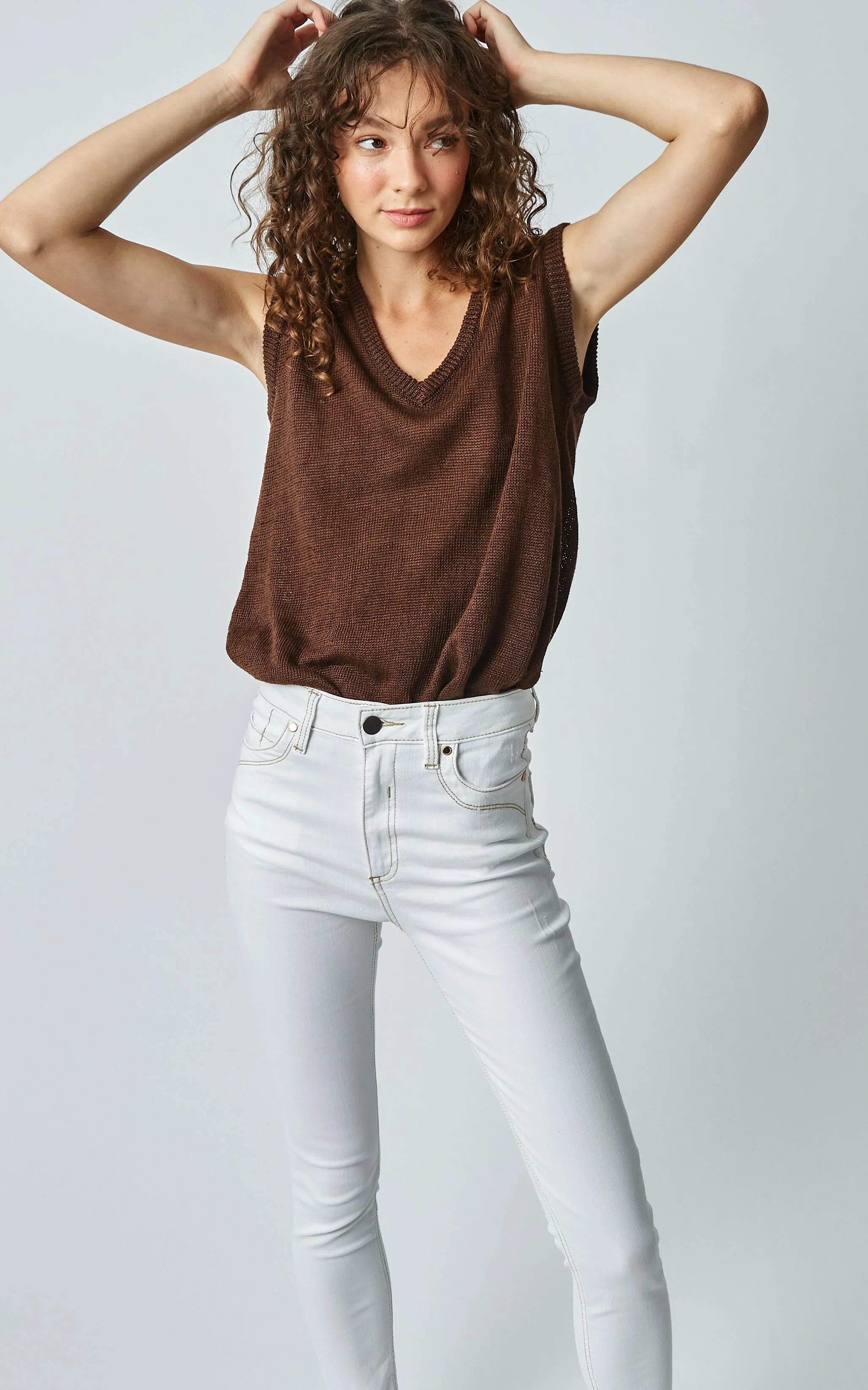 DCD High Waisted White Jeans