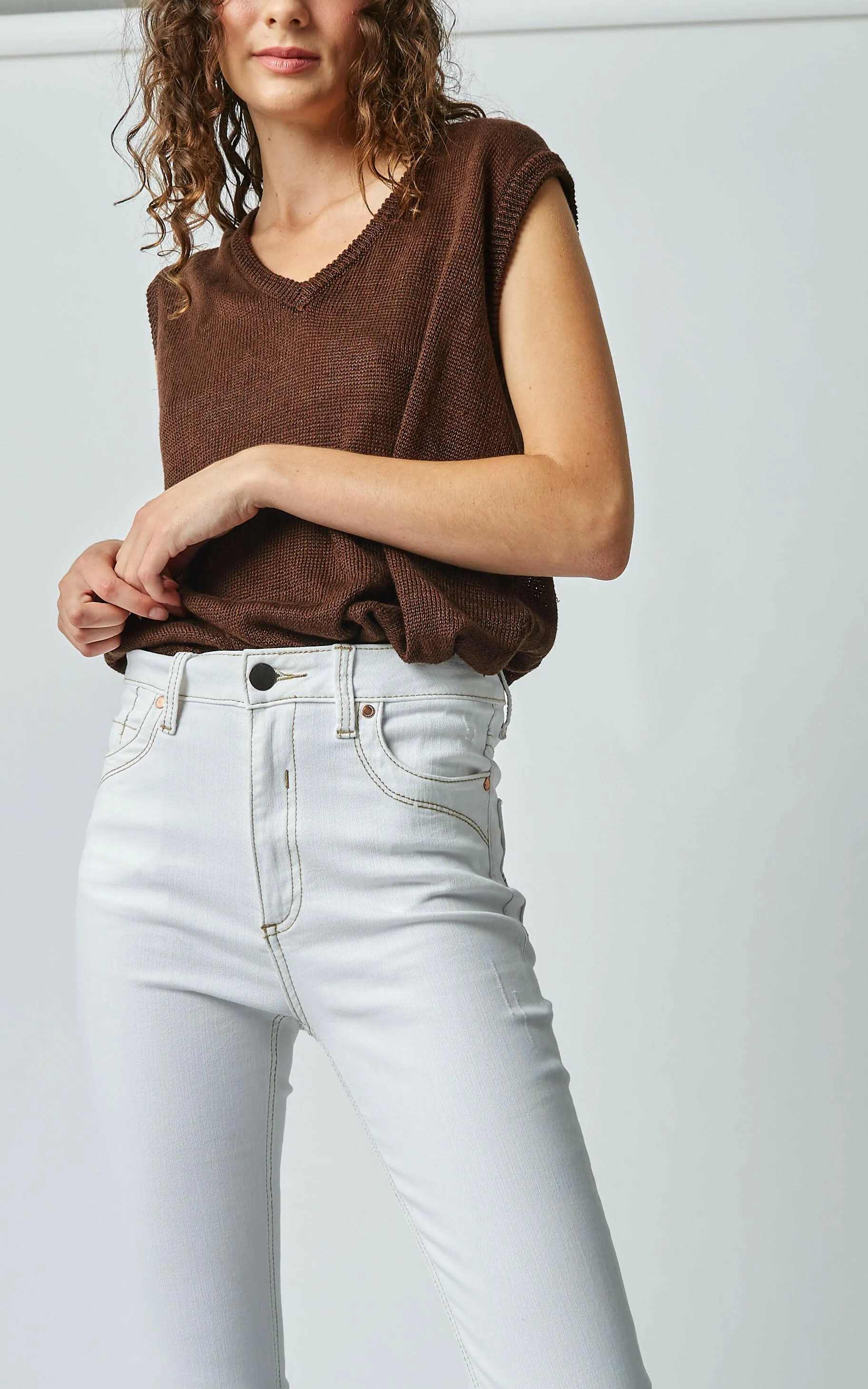 DCD High Waisted White Jeans