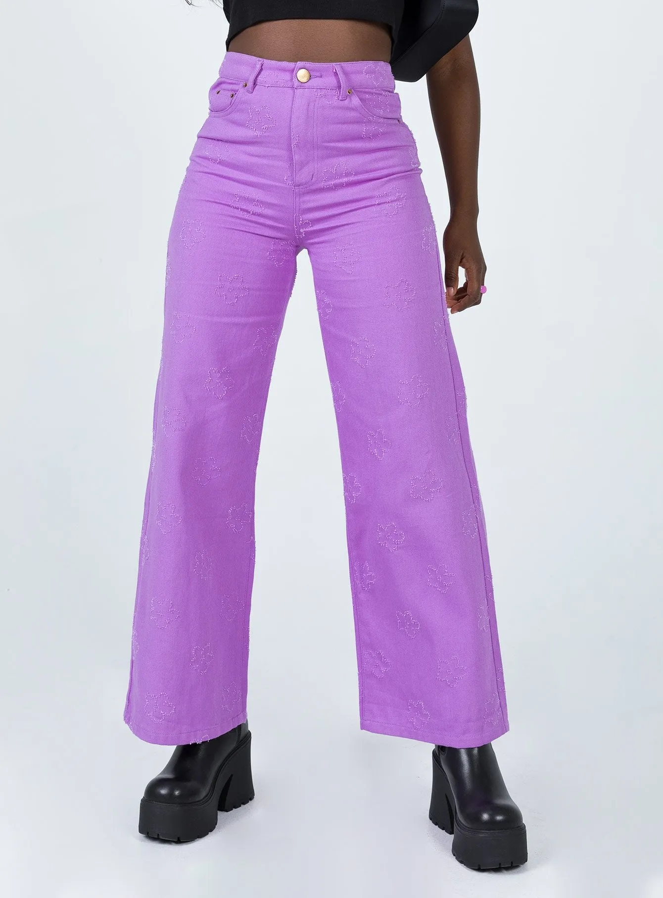 Demitra Wide Leg Jeans Purple