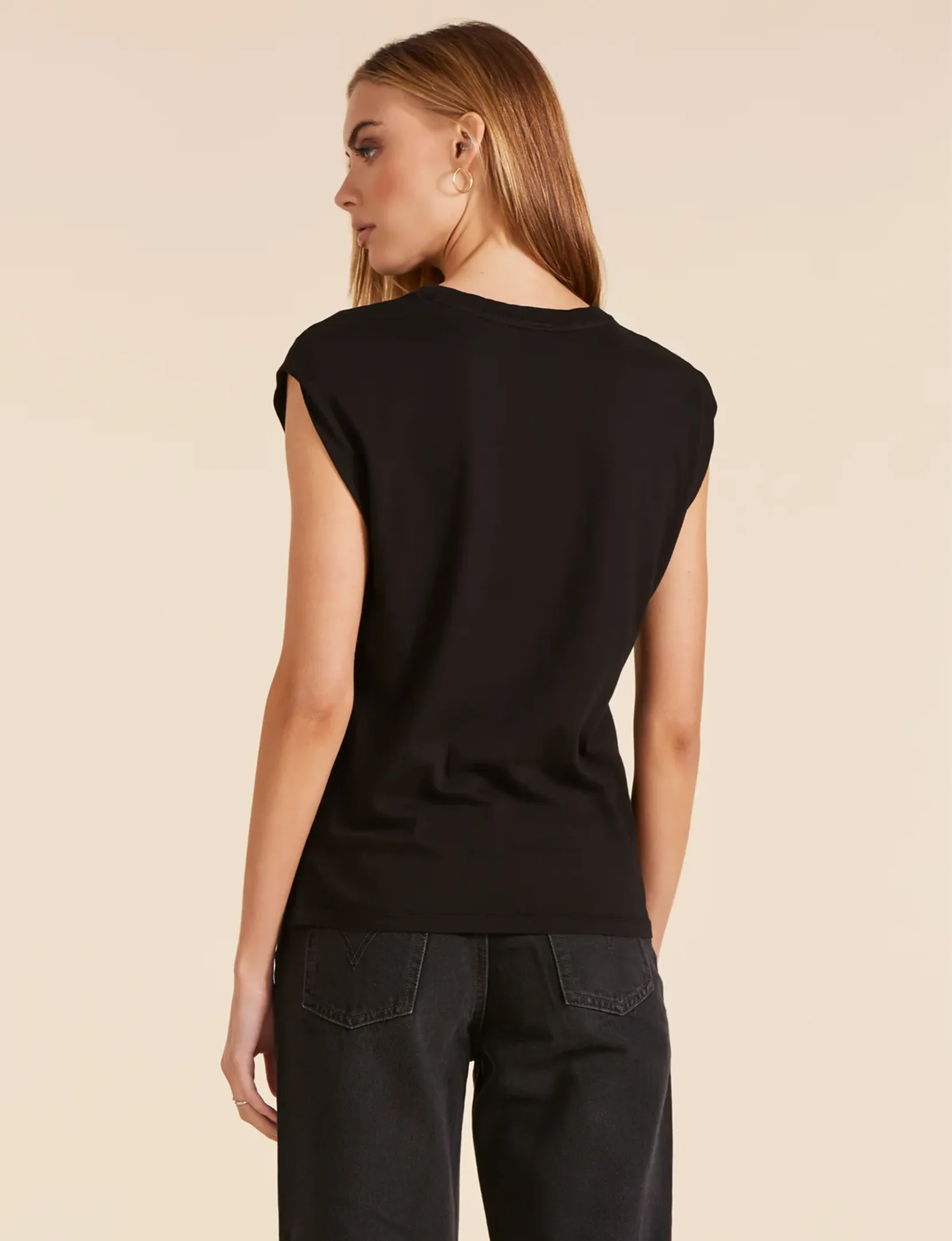 Diya Sleeveless Tee, Black