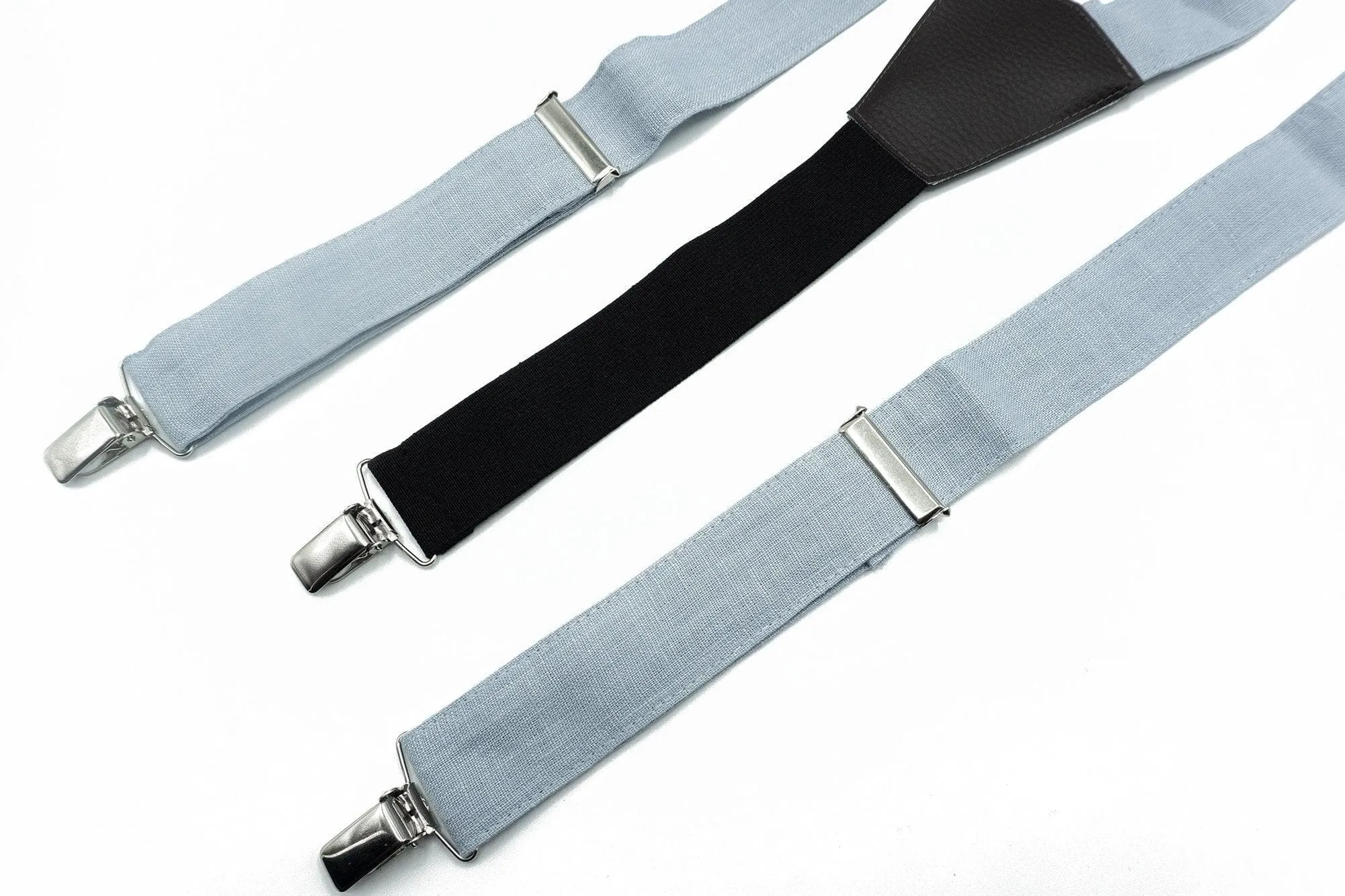 Dusty Blue Bow Tie and Suspenders Set for Boys and Adults