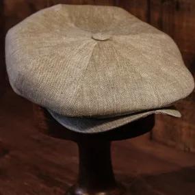 Eight Piece Light-Brown Linen Newsboy Cap