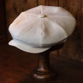 Eight Piece White Linen Newsboy Cap