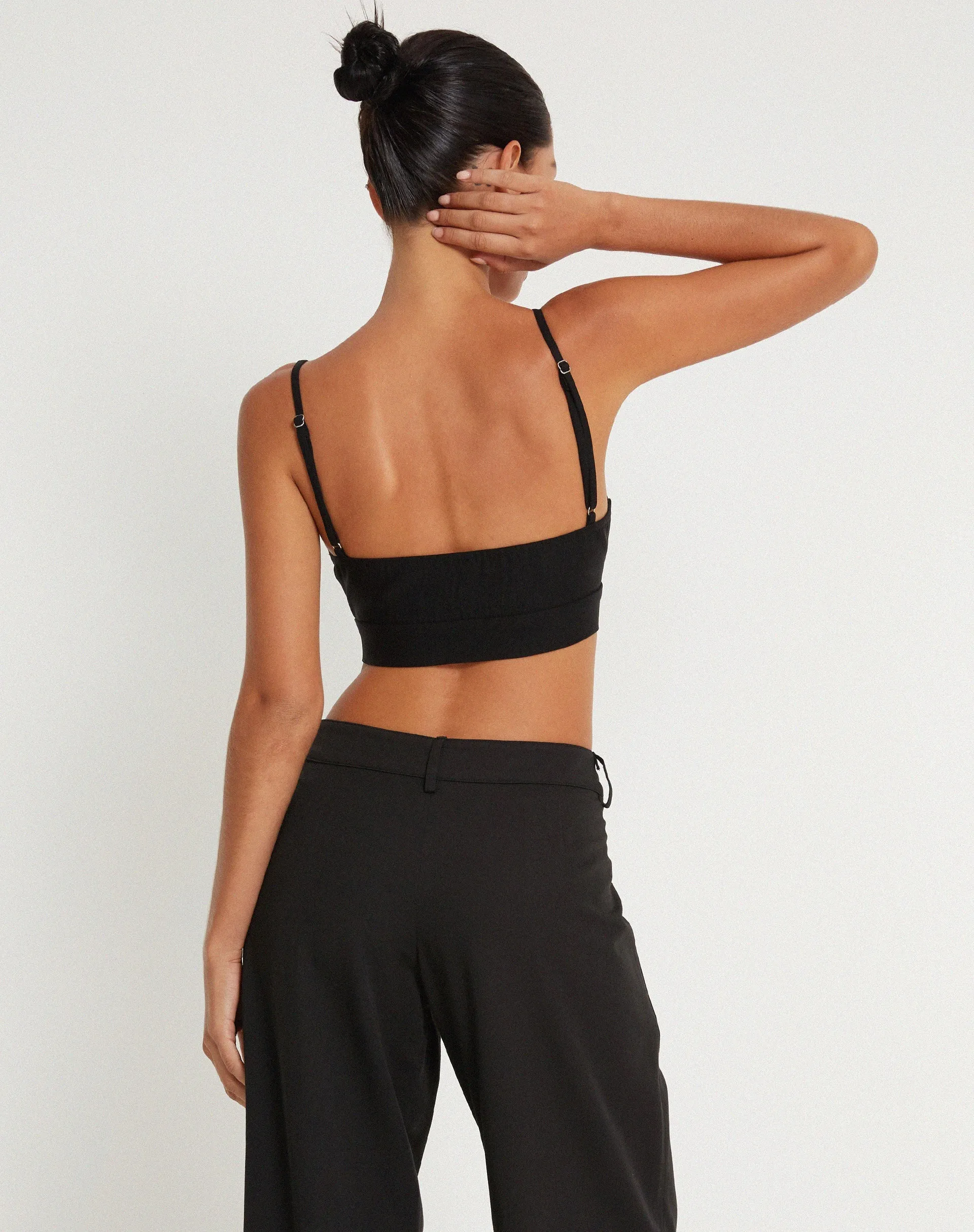 Elenia Buckle Detail Crop Top in Black