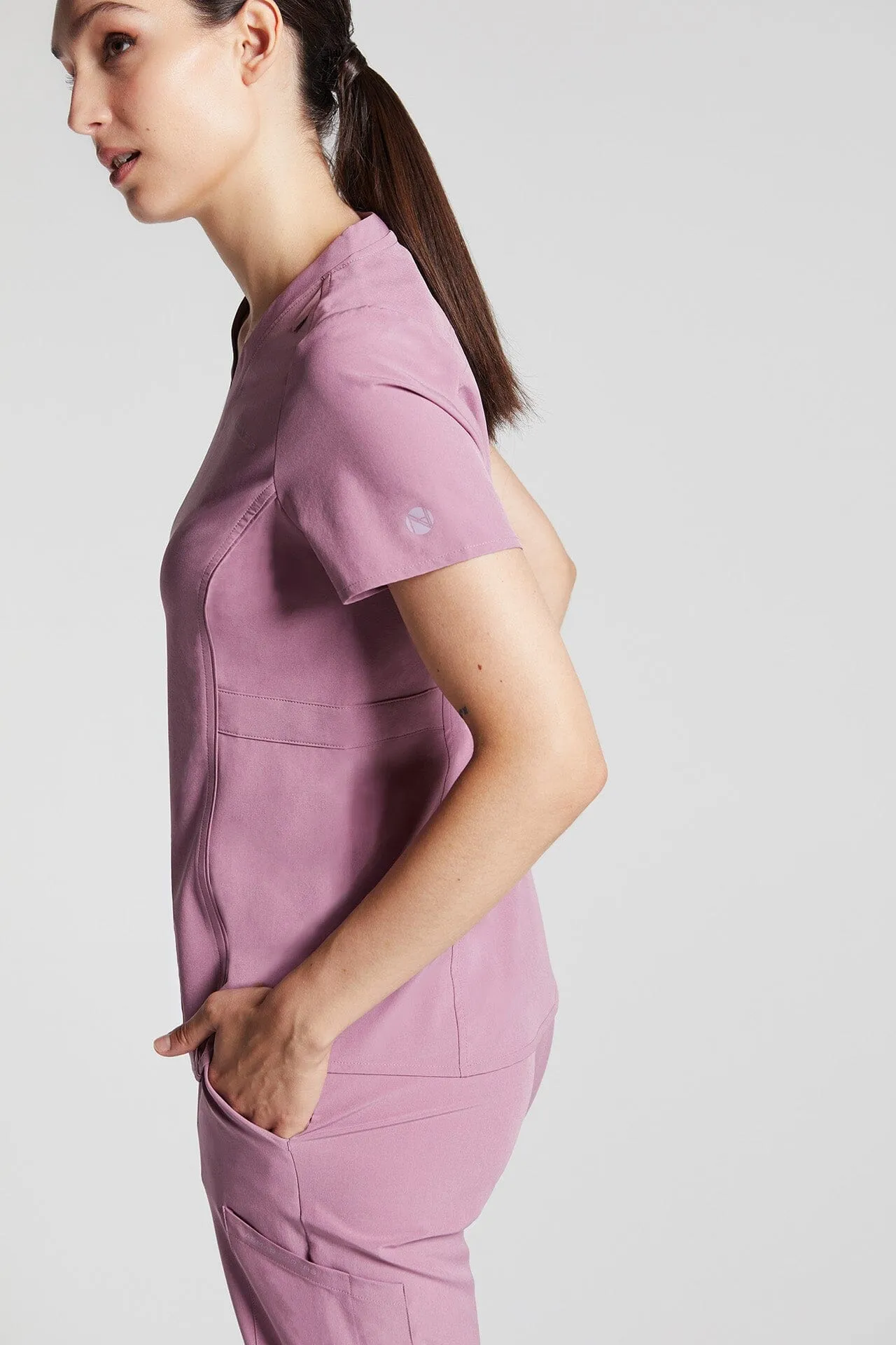 Emeline Zippered Pocket Scrub Top