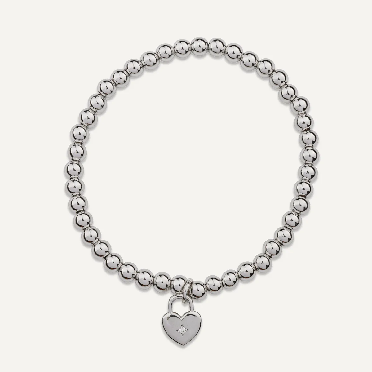 Emily Beaded Heart Bracelet In Silver-Tone