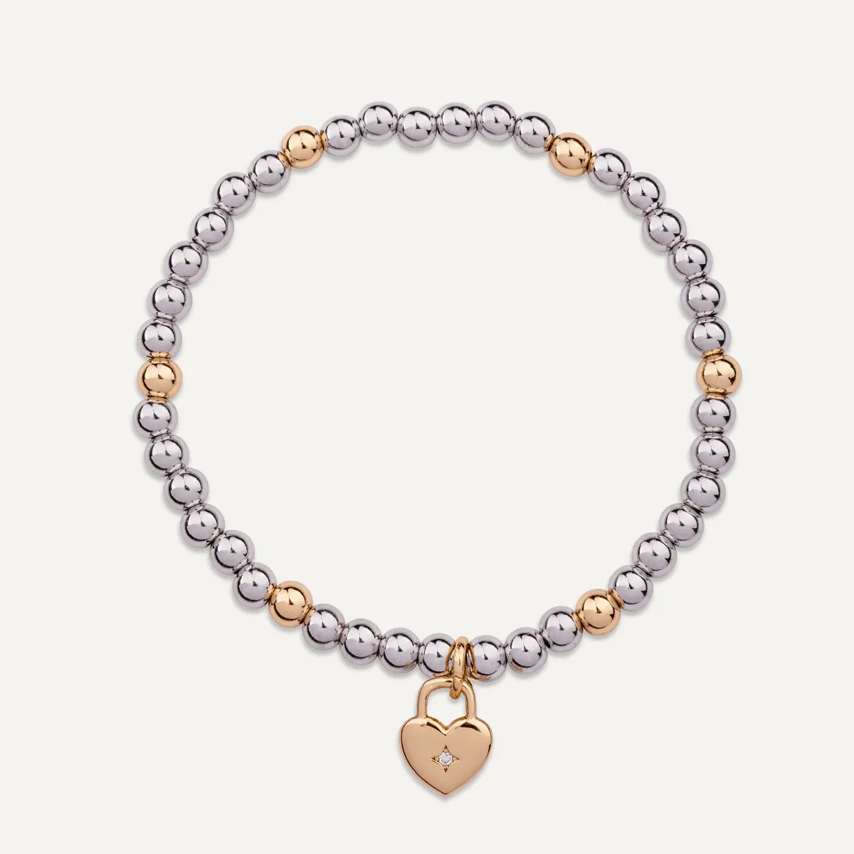 Emily Mixed Metal Beaded Heart Bracelet In Silver & Gold-Tone