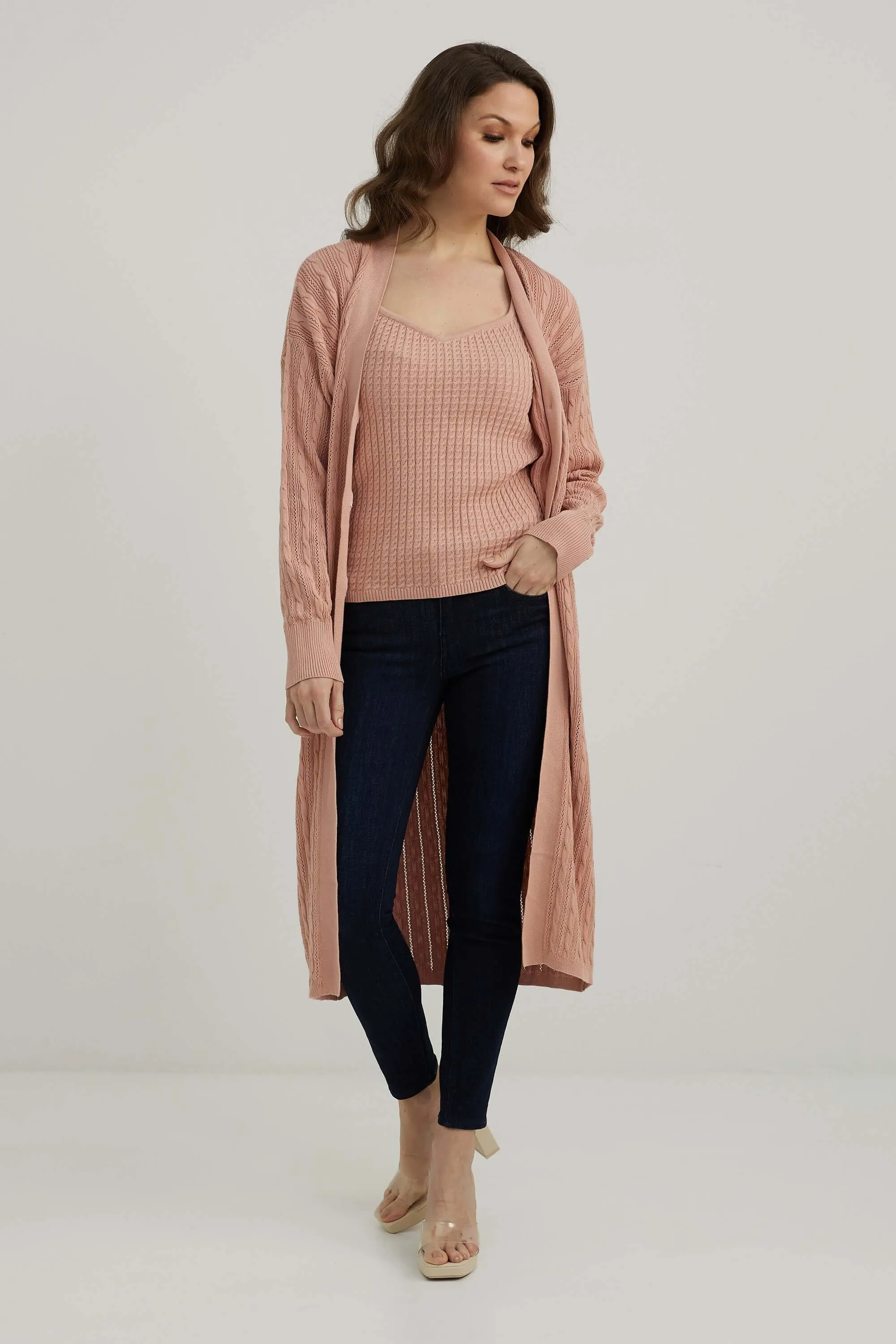 emproved Long Cardigan P2230-OROS Old Rose