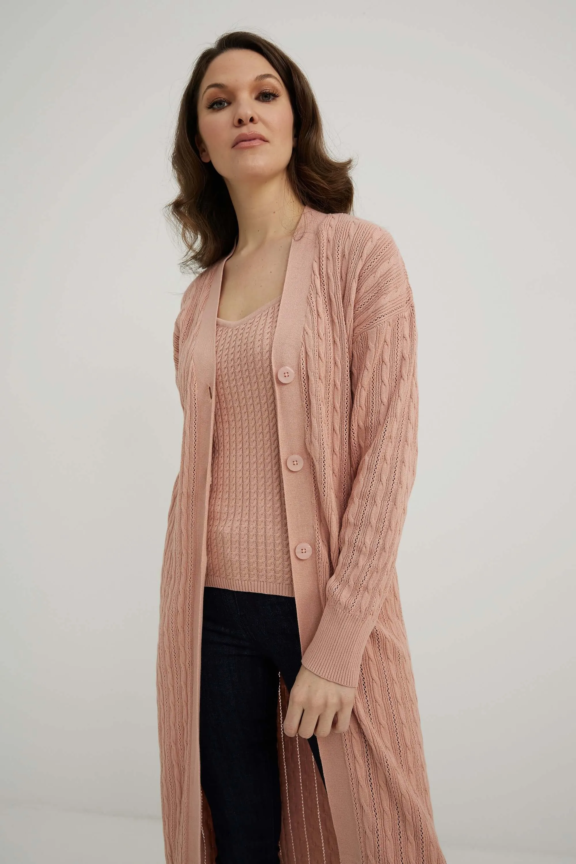 emproved Long Cardigan P2230-OROS Old Rose