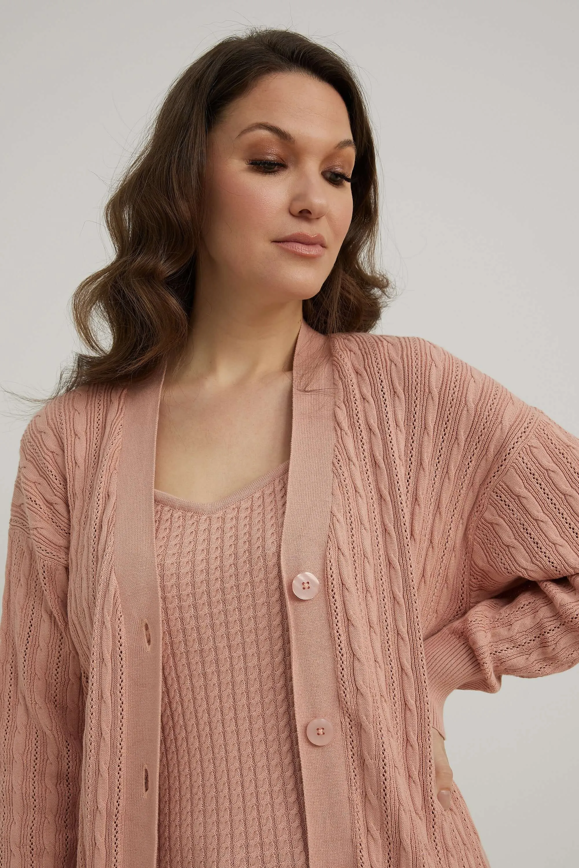 emproved Long Cardigan P2230-OROS Old Rose