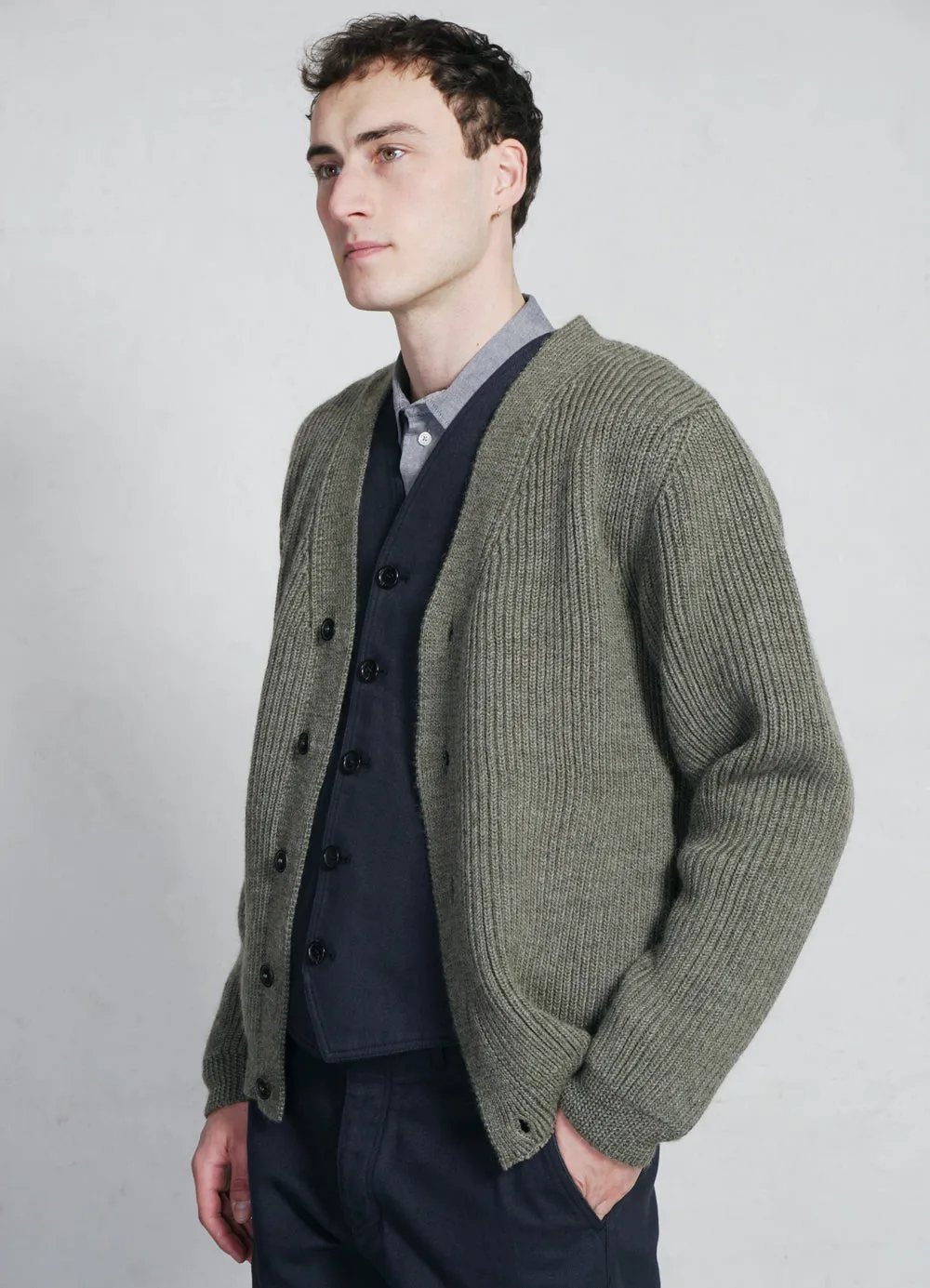 EVALD | Heavy Knit Cardigan | Hunter