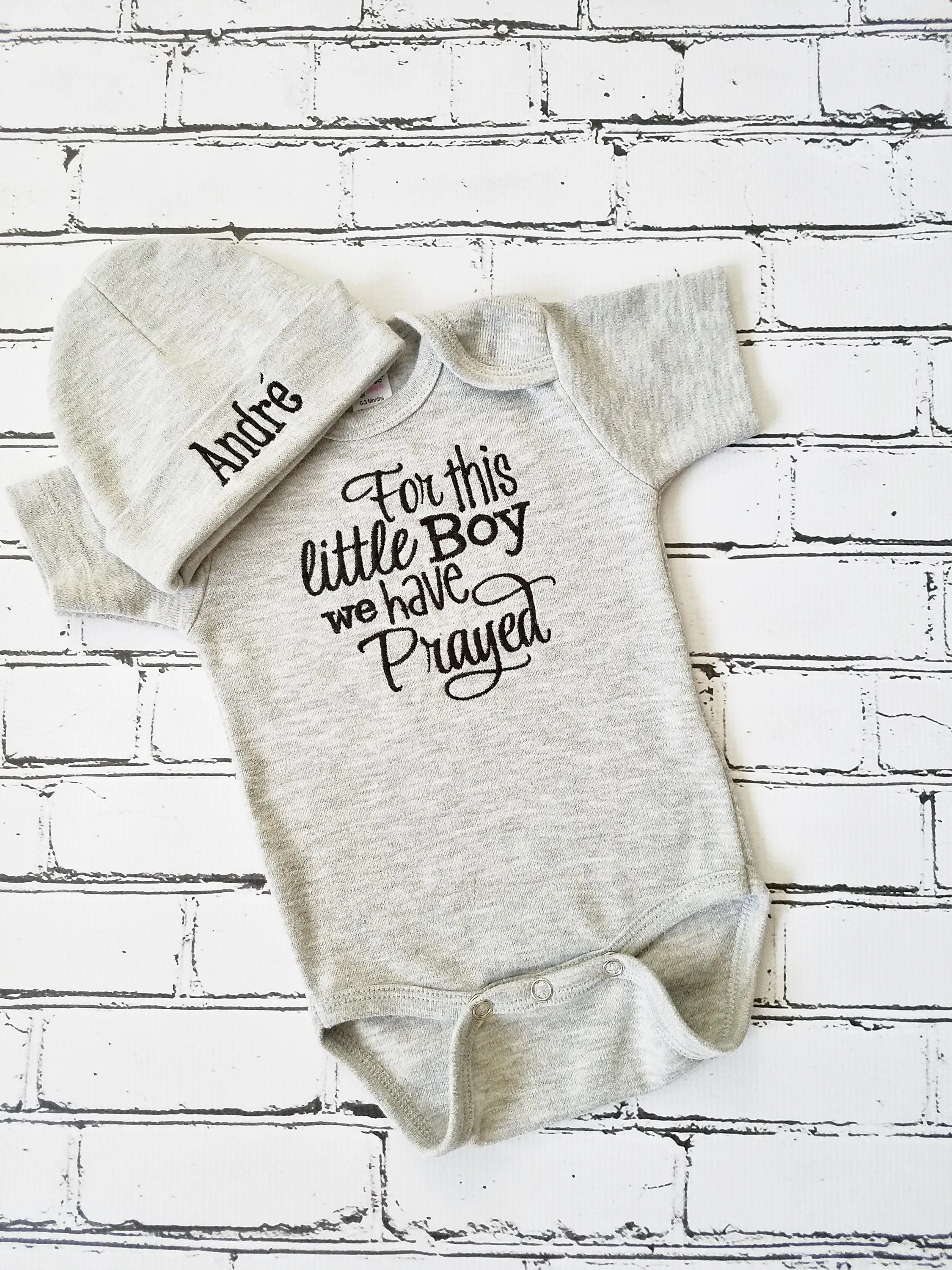 For This Little Boy We have Prayed Bodysuit Set