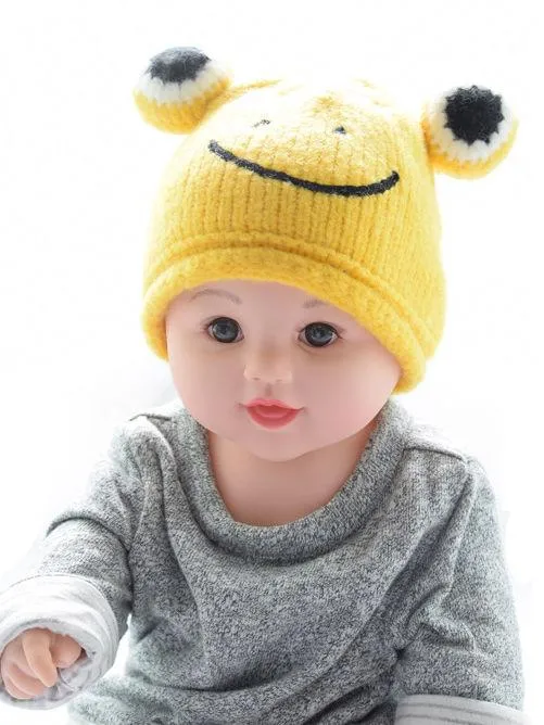 Frog Knit Beanie Hat for Winter Infant Boys Girls