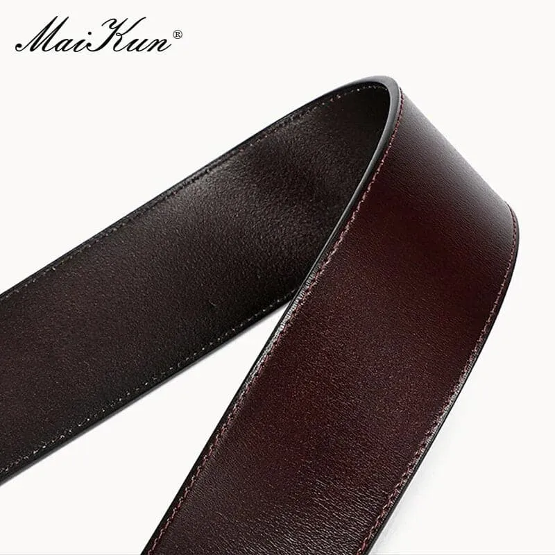 Genuine Leather Wide Belts for Women - Stylish Solid Pattern, Adjustable Metal Buckle - 2.2cm Width