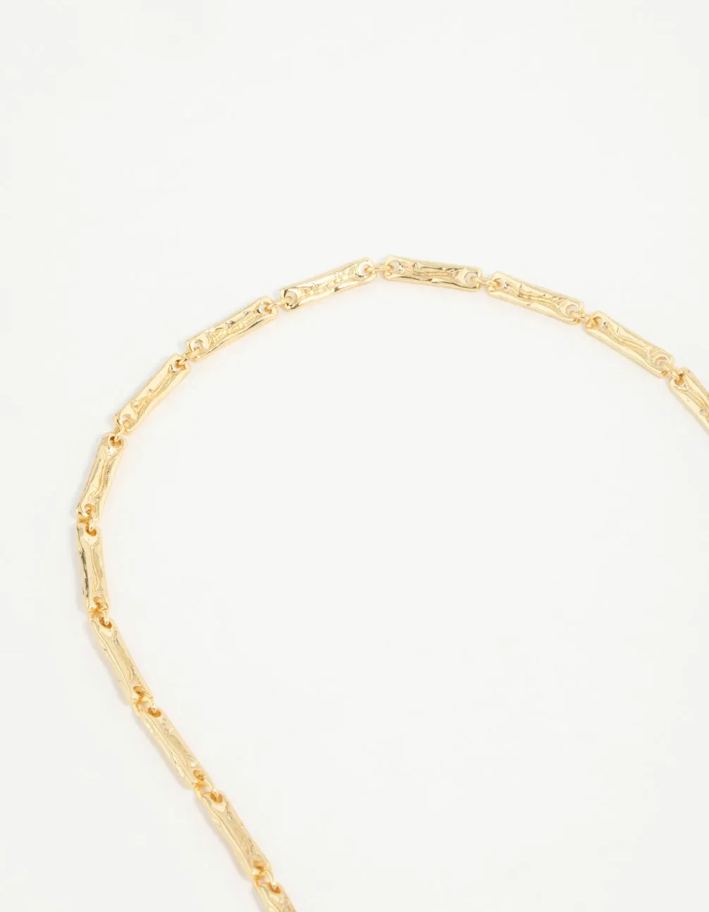 Gold Plated Rectangle & Hammered Y-Necklace