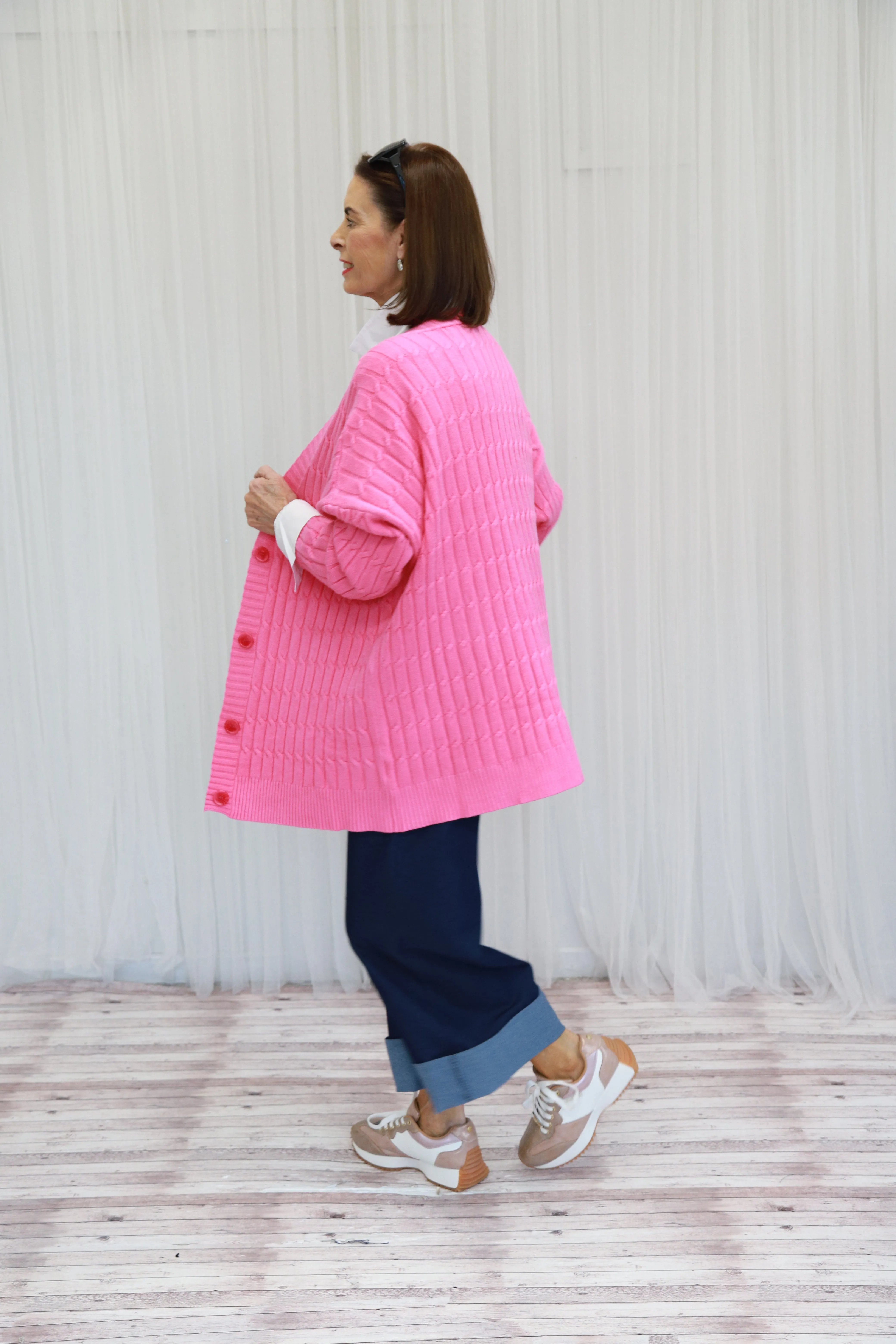 GRACE - RIBBED CARDIGAN - pink