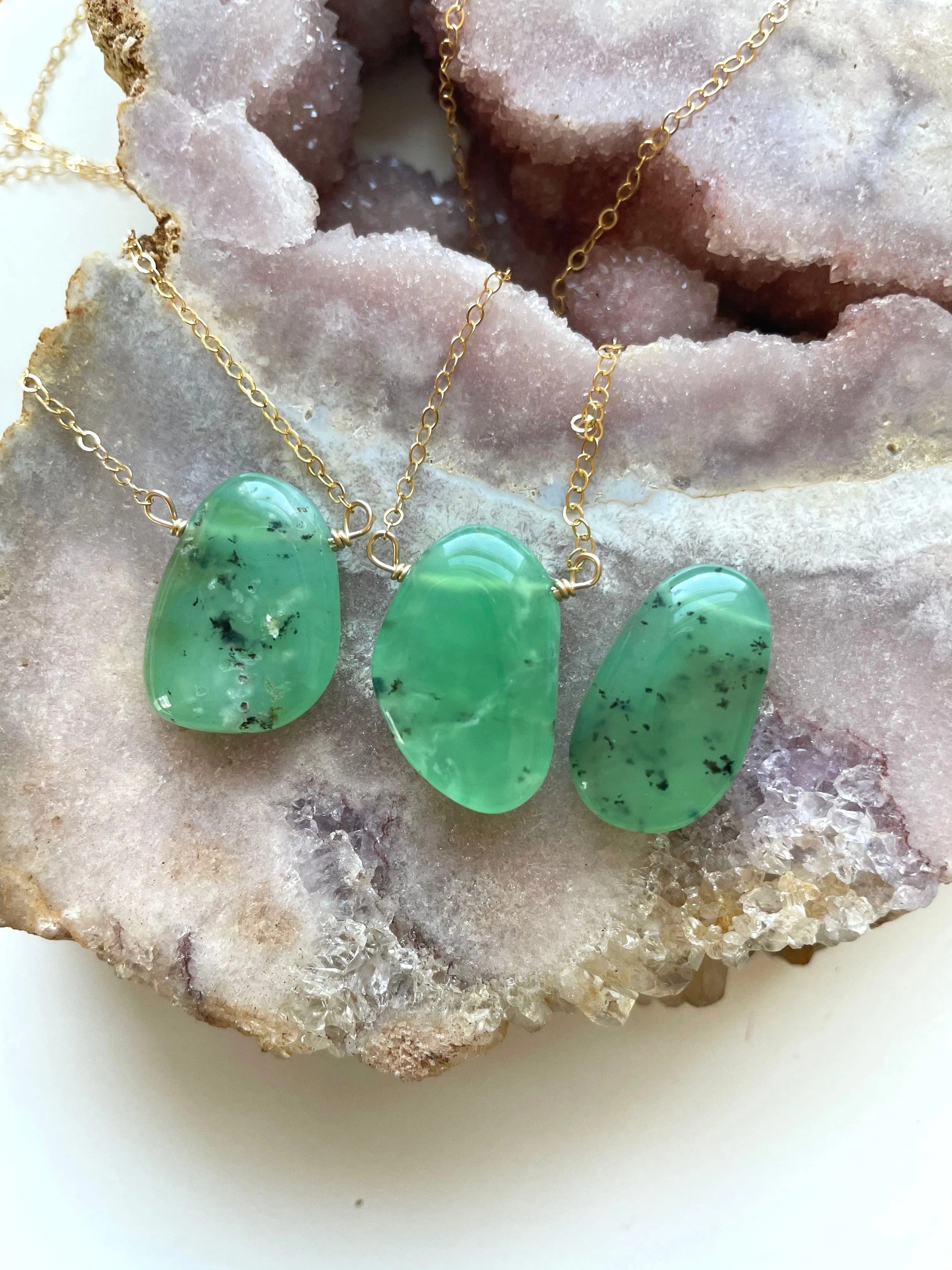 Green Chrysoprase Pendant Necklace