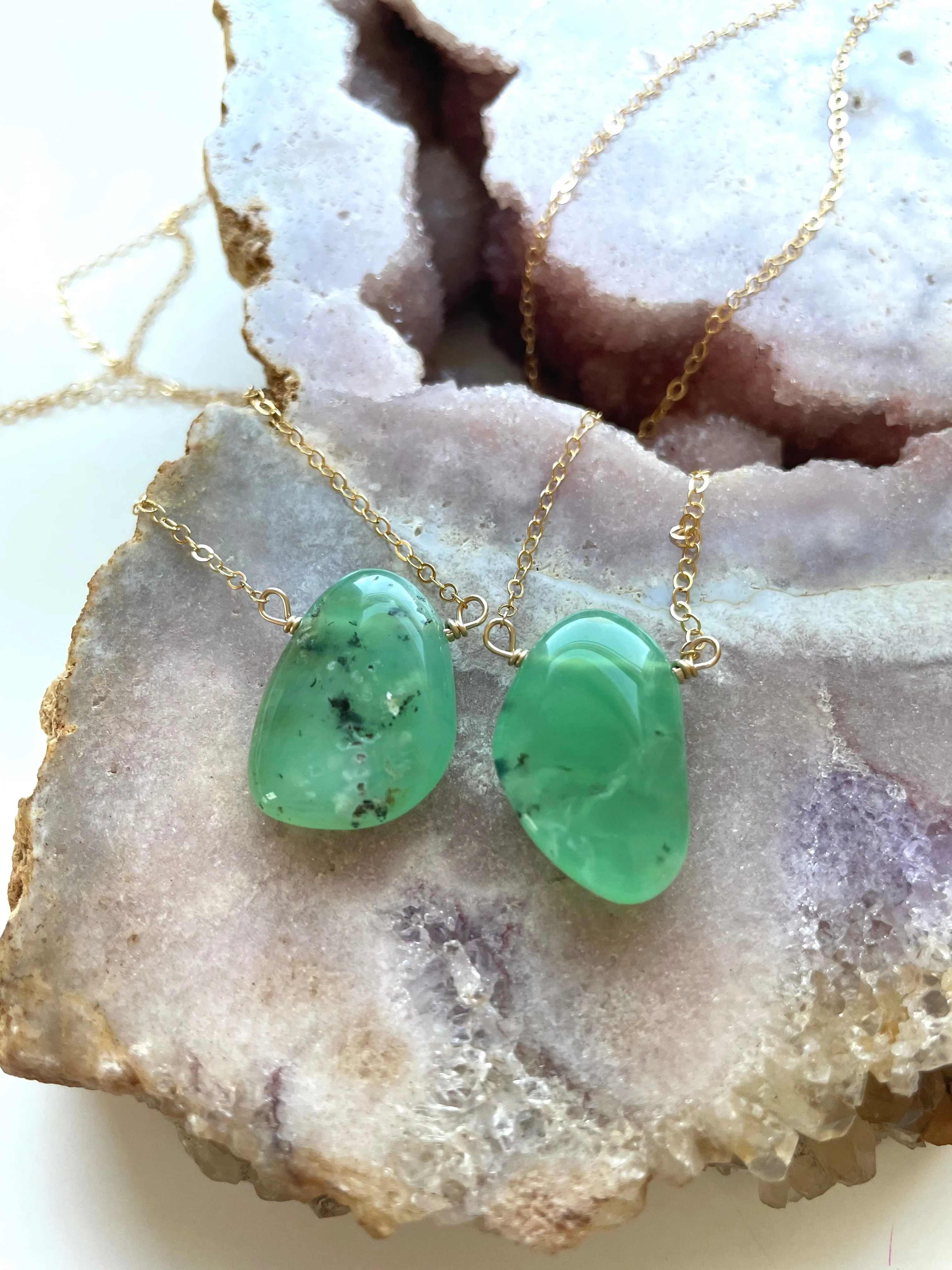 Green Chrysoprase Pendant Necklace