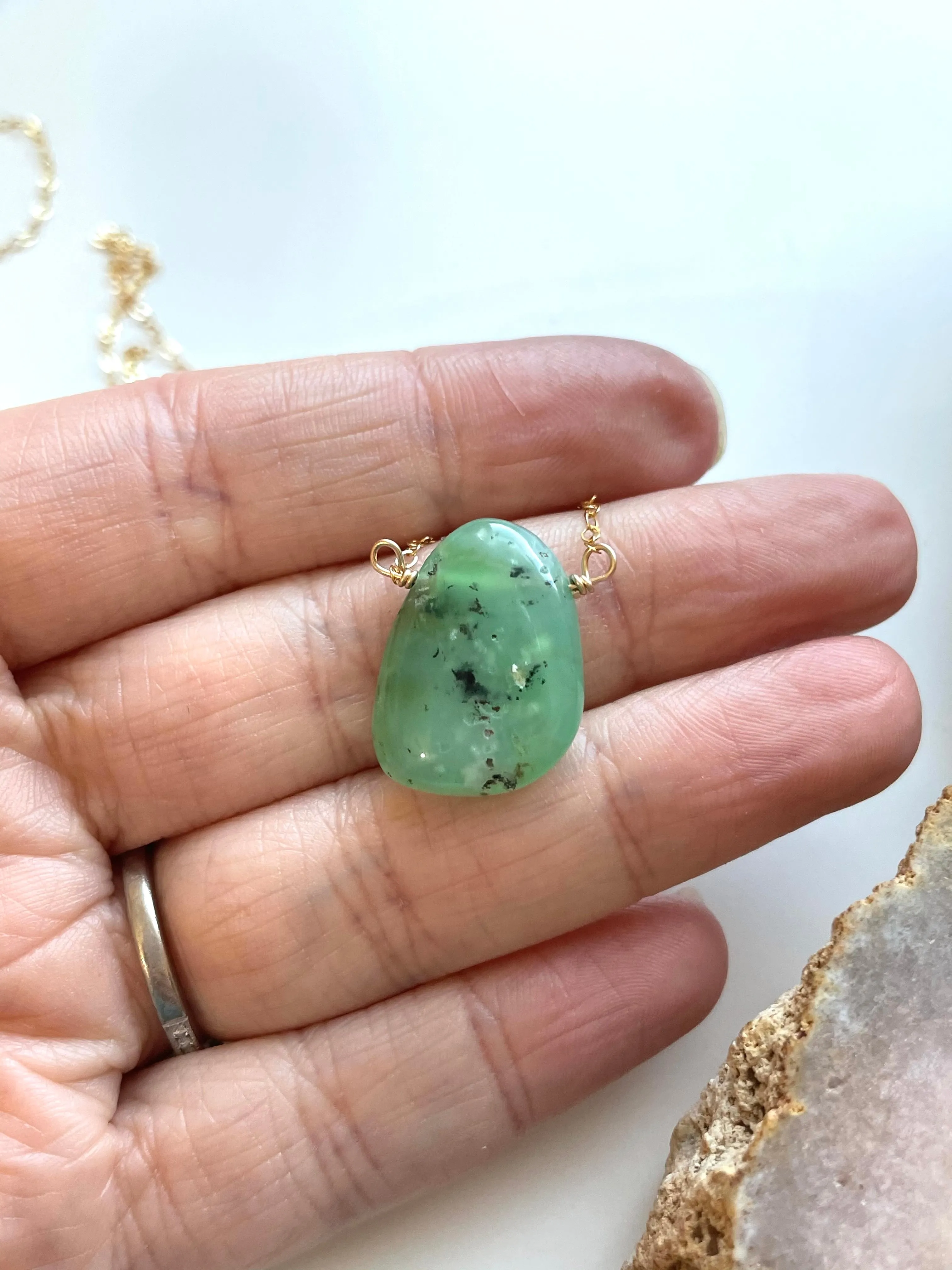 Green Chrysoprase Pendant Necklace