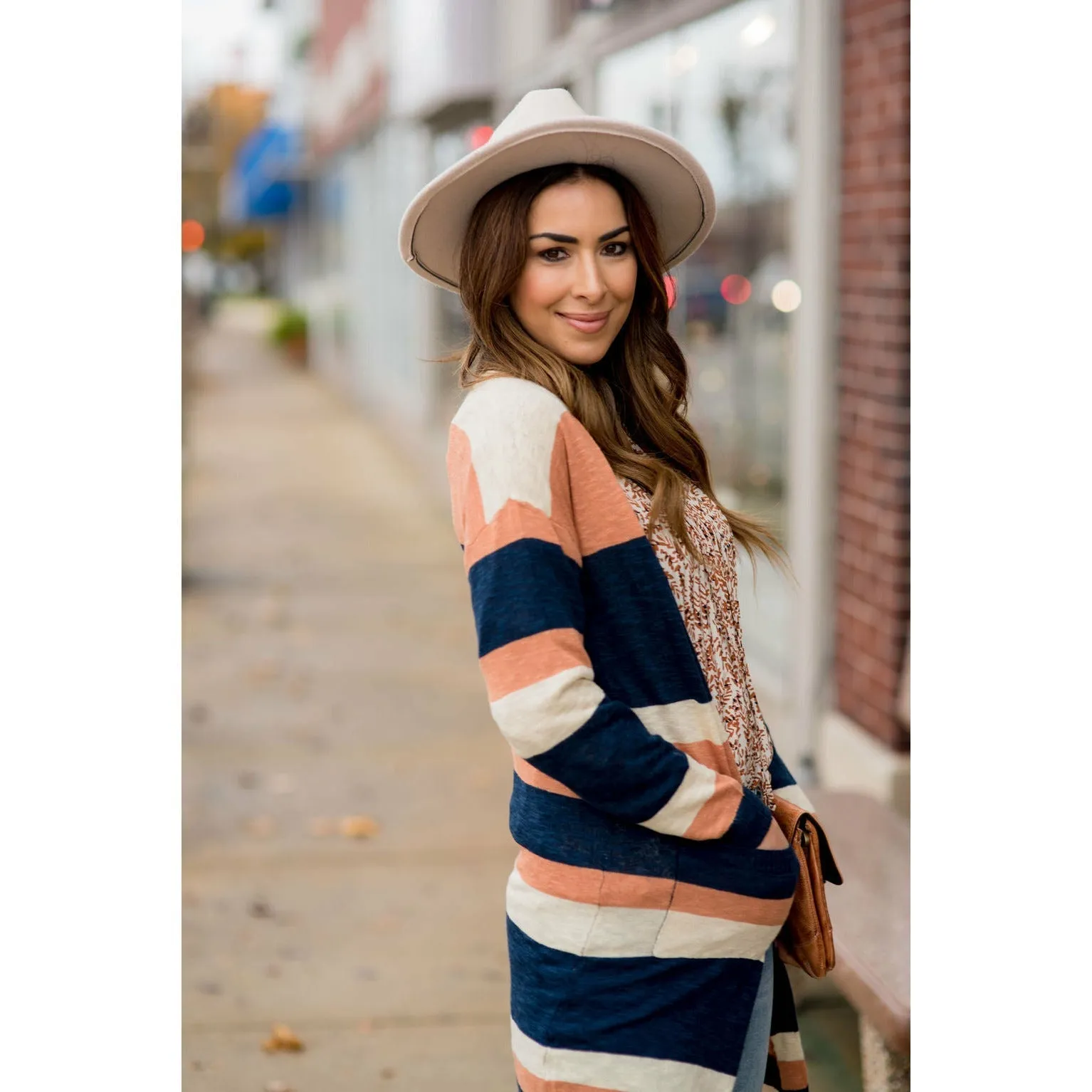 Heathered Striped Tissue Tunic Cardigan