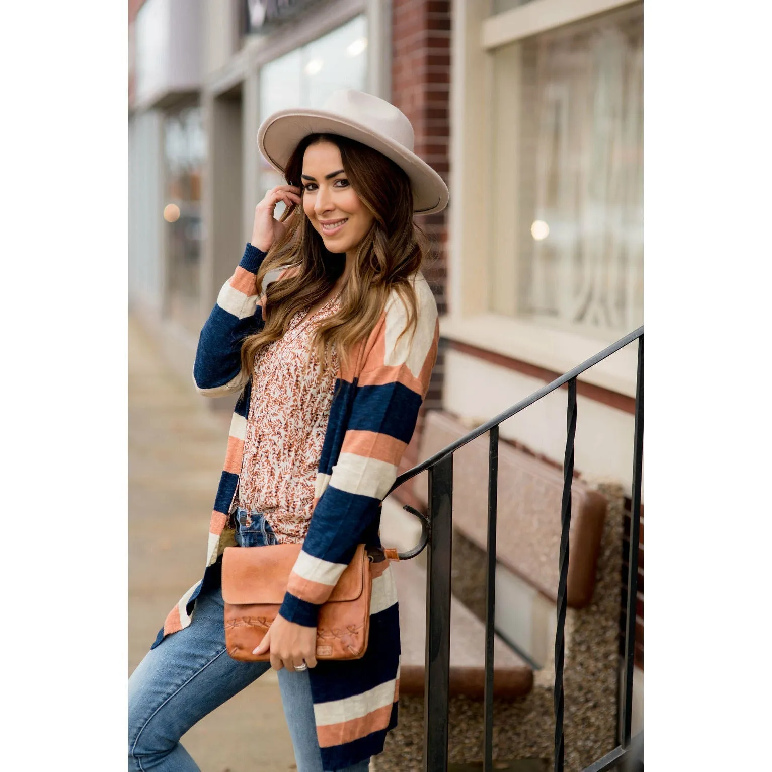 Heathered Striped Tissue Tunic Cardigan