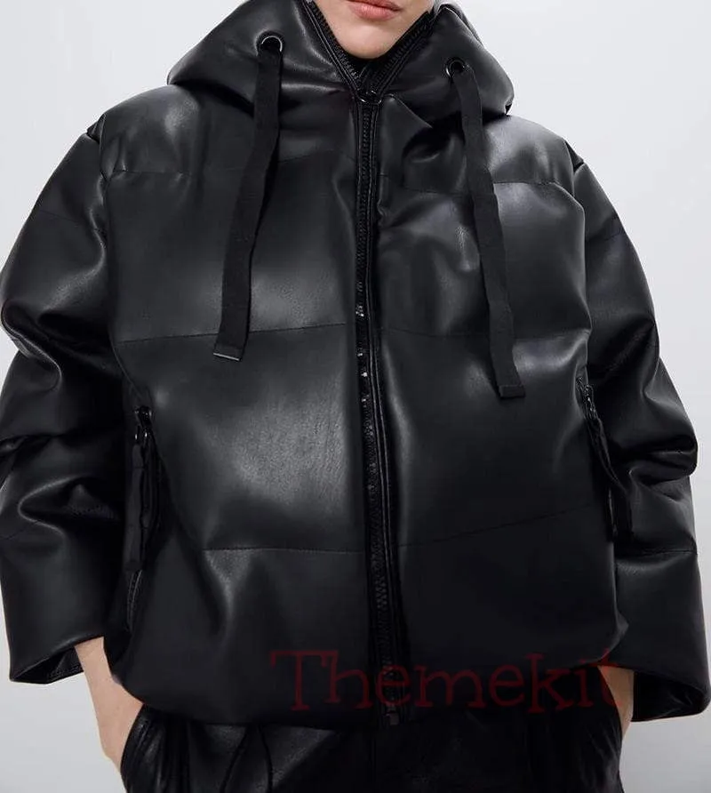 Heavy Leather Cotton Padded Jacket with Heavy Leather