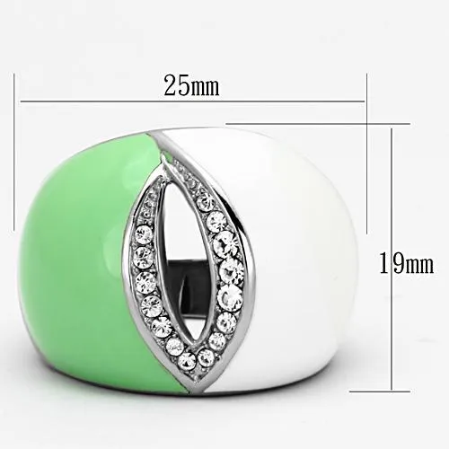 High polished (no plating) Stainless Steel Ring with Top Grade Crystal in Clear for Women Style TK811