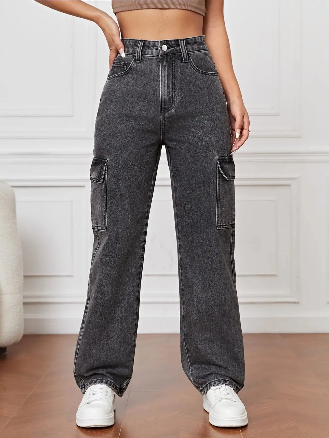 High Waist Straight Leg Jeans