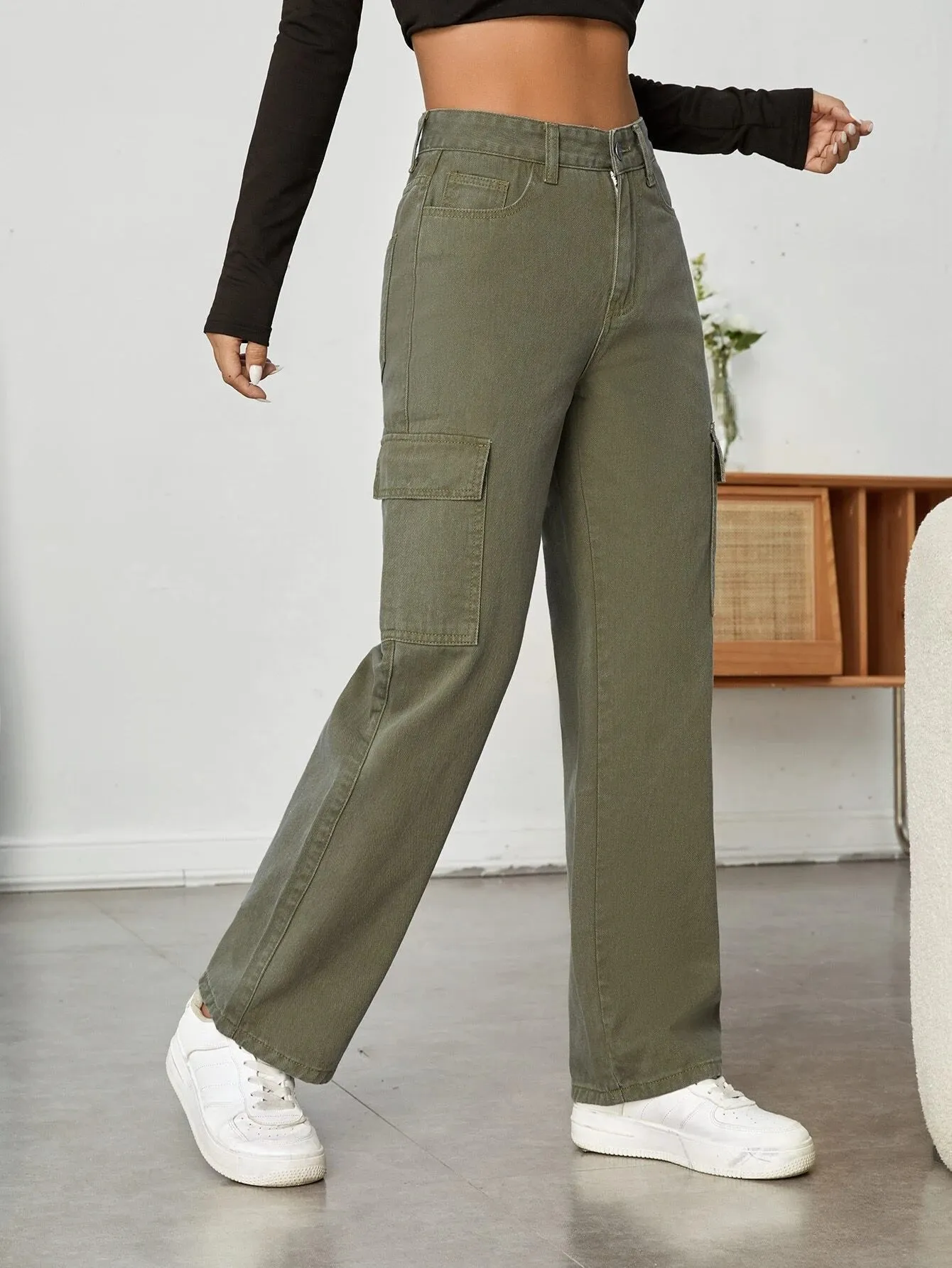 High Waist Straight Leg Jeans