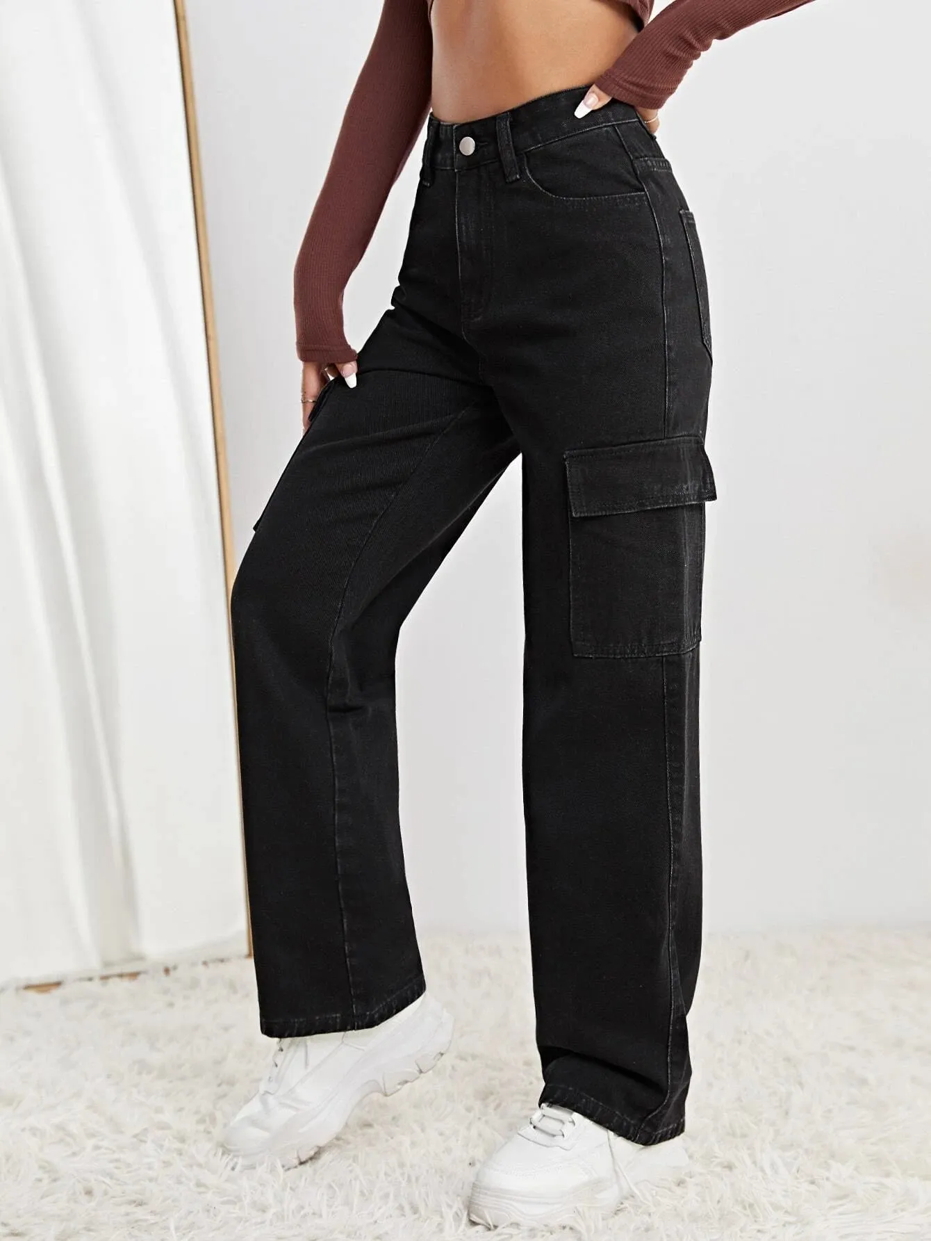 High Waist Straight Leg Jeans