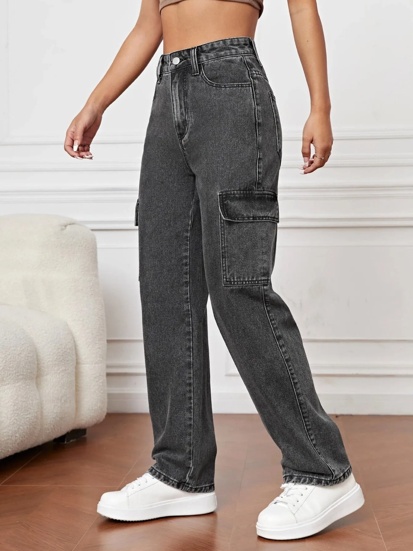 High Waist Straight Leg Jeans