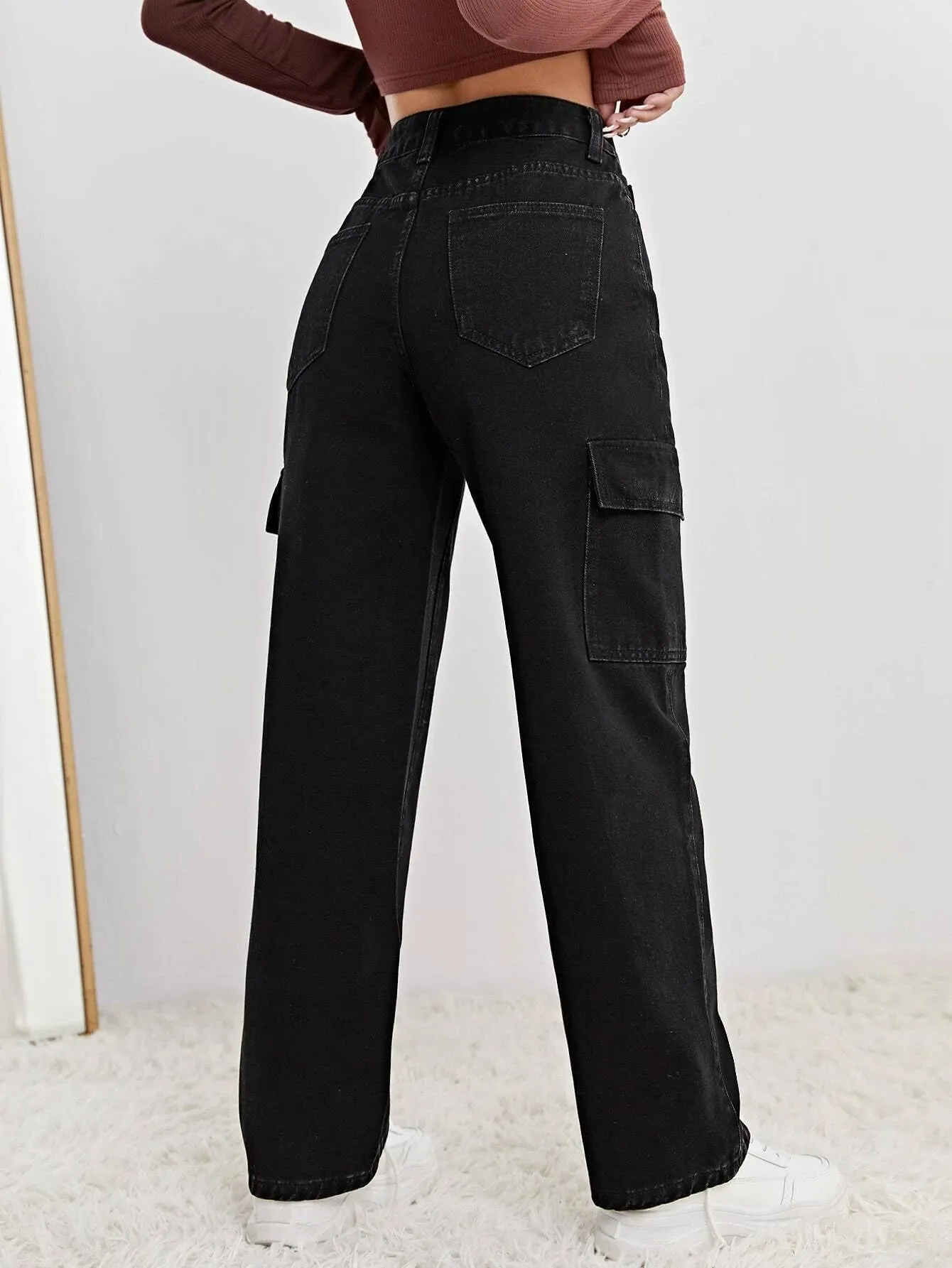 High Waist Straight Leg Jeans