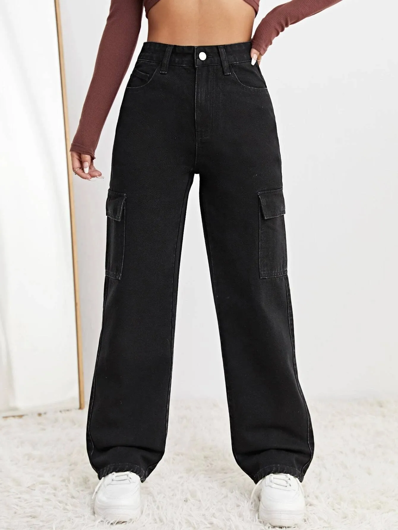 High Waist Straight Leg Jeans