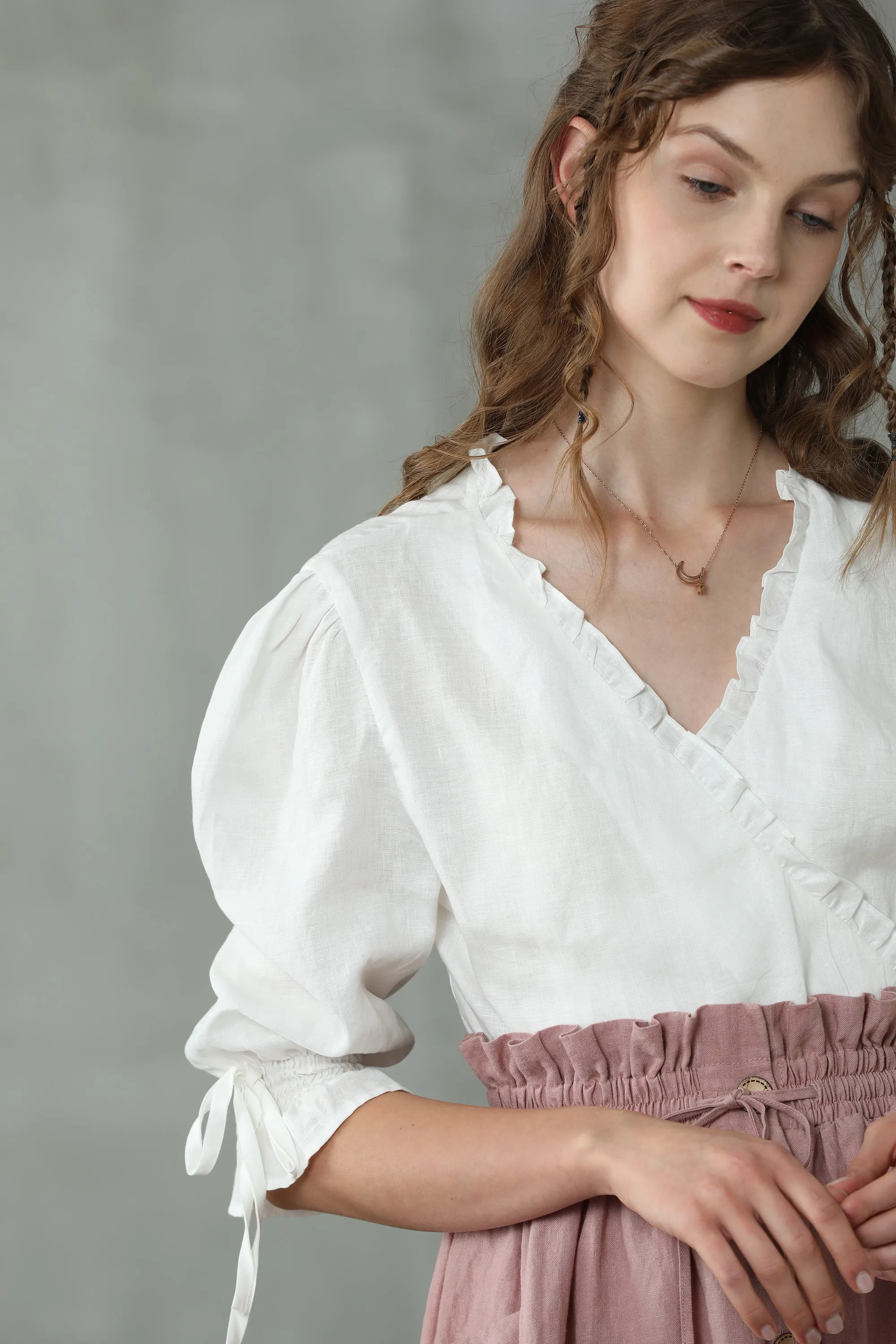 Irises 13 |  Linen Wrap Kimono Blouse