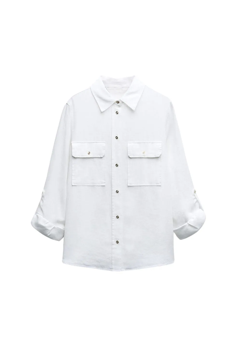 'Isabelle' Loose Fit roll-up Sleeve Blended Shirt (2 colors)