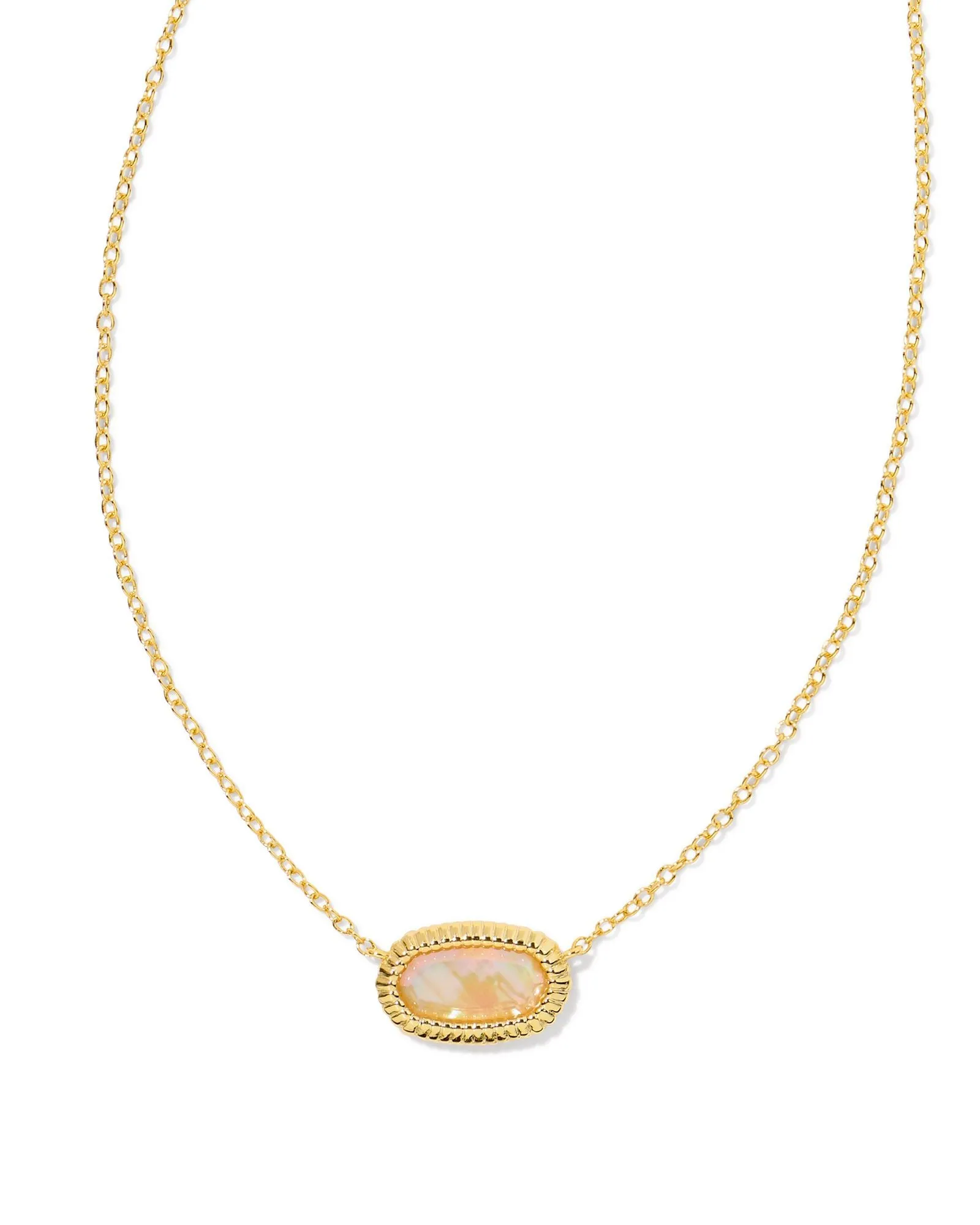 Kendra Scott Elisa Gold Ridge Frame Short Pendant Necklace in Golden Abalone