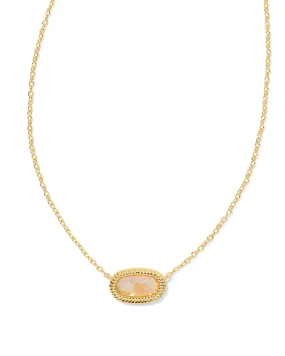 Kendra Scott Elisa Ridge Frame Short Pendant Necklace Gold Golden Abalone