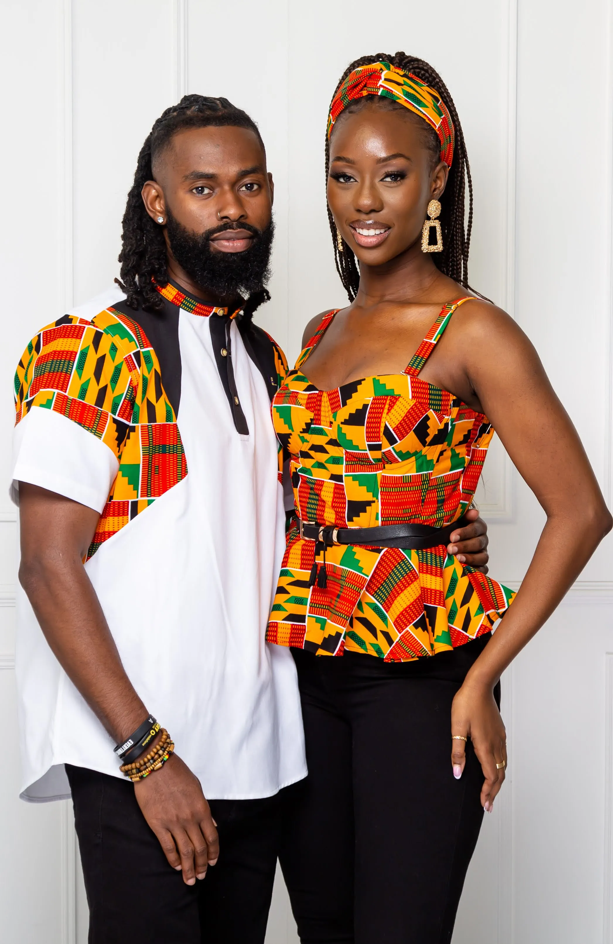 Kente Corset Peplum Orange Blouse |  African Print Sleeveless - KENYA