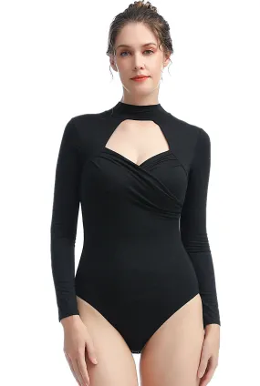 Kimi   Kai Women's "Min" Faux Wrap Turtle Neck Bodysuit