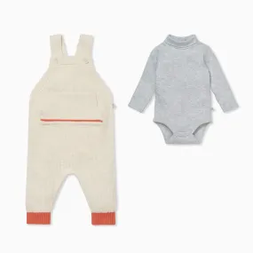 Knitted Pocket Overalls & Turtleneck Bodysuit Outfit