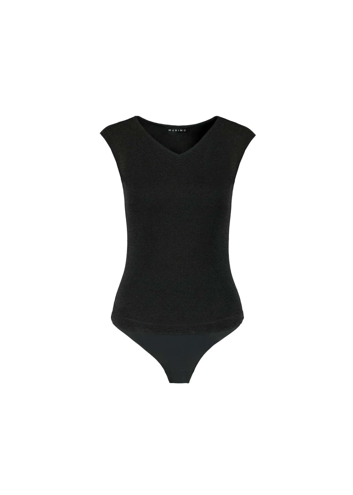 LAMIUM BLACK SLEEVELESS SLIGHTLY GLITTERING VISCOSE-BLEND BODYSUIT