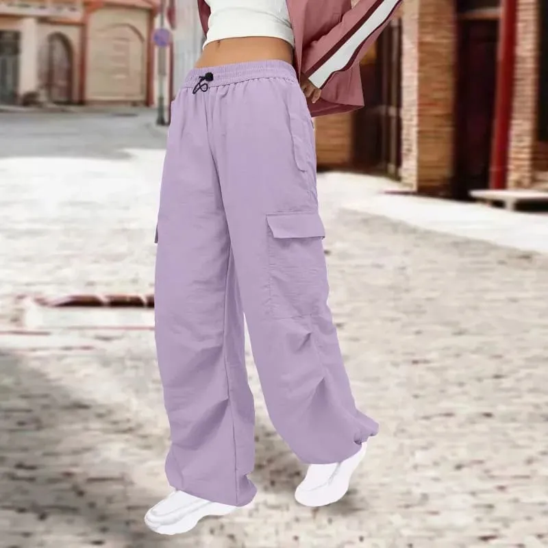 Lavender Multi Pocket Cargo Pants for a Chill Look