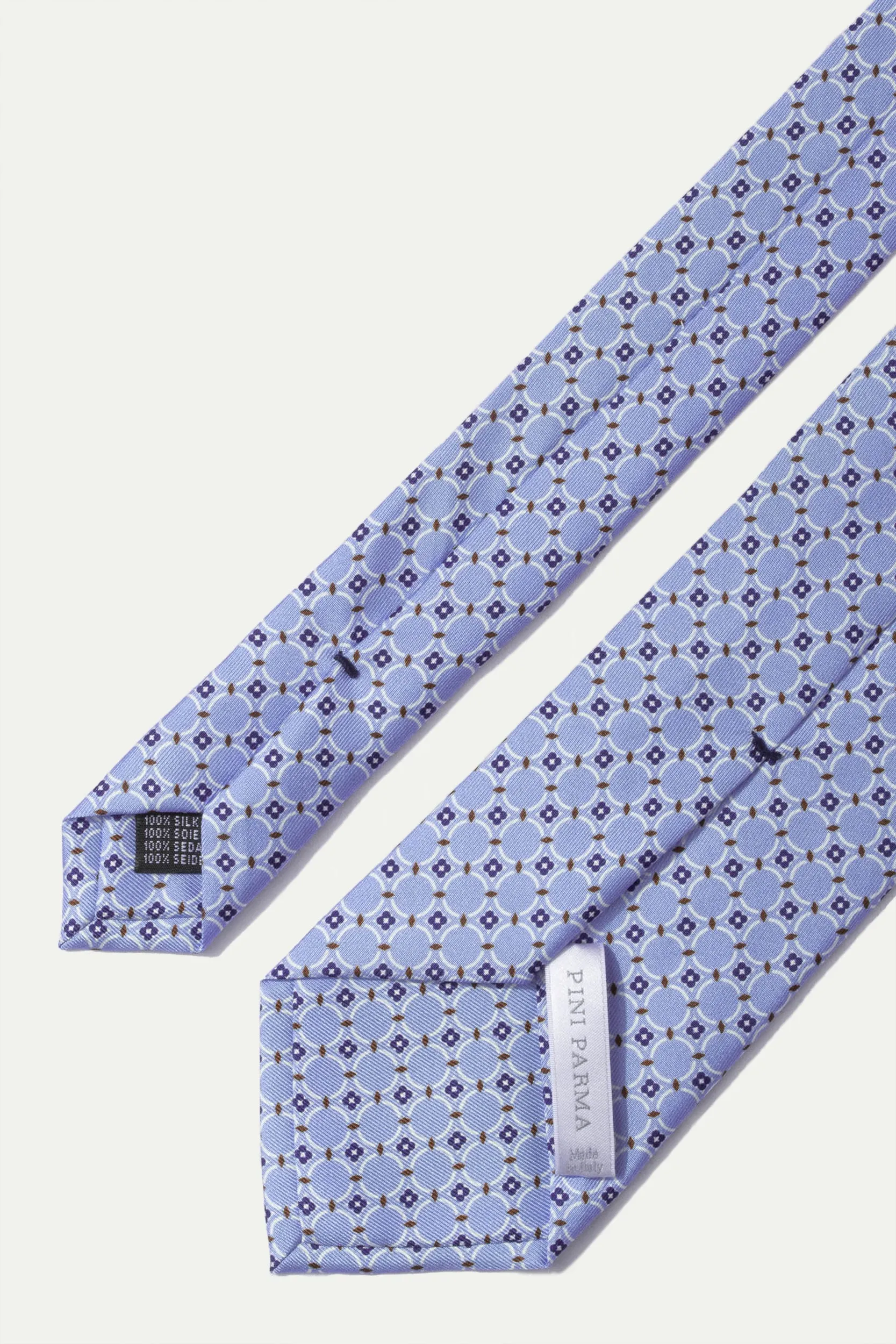 Light blue fancy printed silk tie - Made In Italy